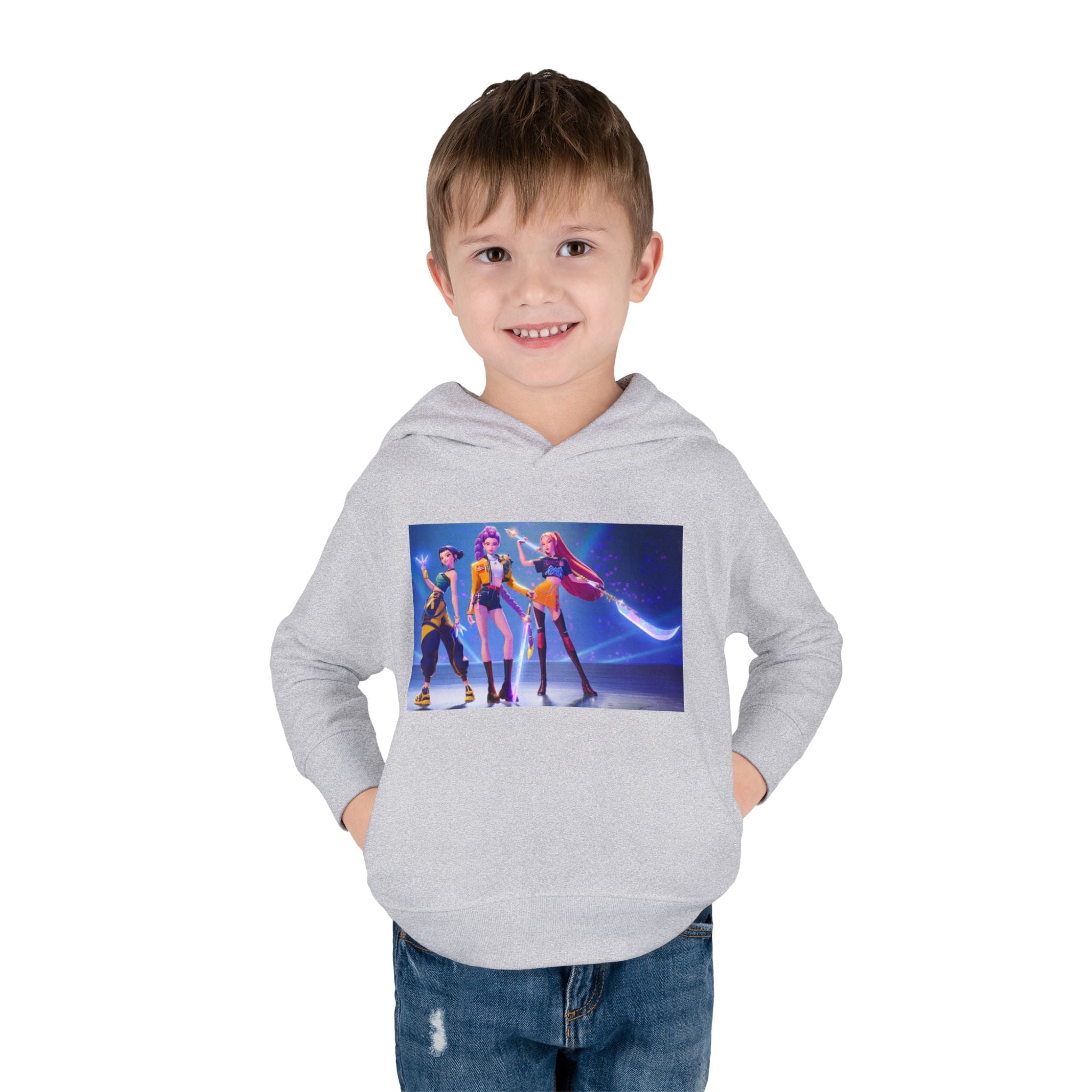 Toddler Fleece Hoodie with Colorful Character Art