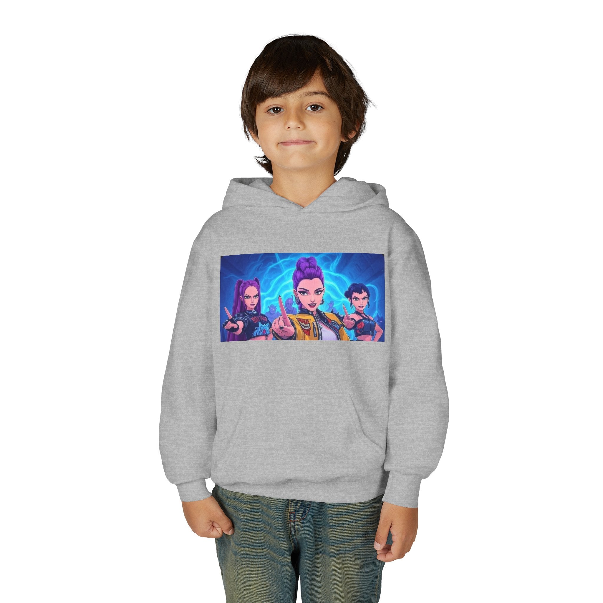 K-Pop Demon Hunters Youth Hoodie - Stylish Heavy Blend Sweatshirt for Fans