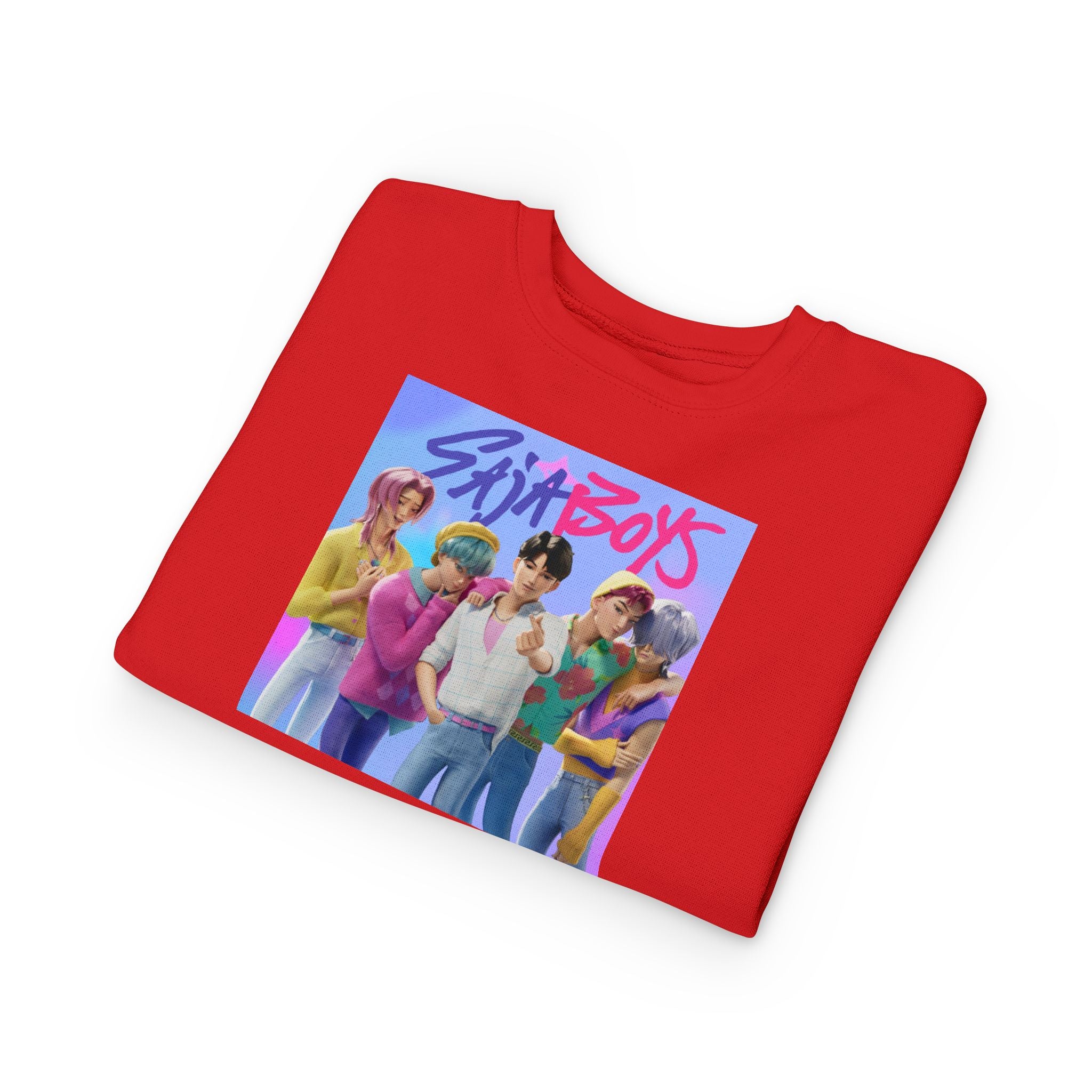 K pop demon hunters merch Colorful Toddler Sweatshirt with ‘Sajaboys’ Design