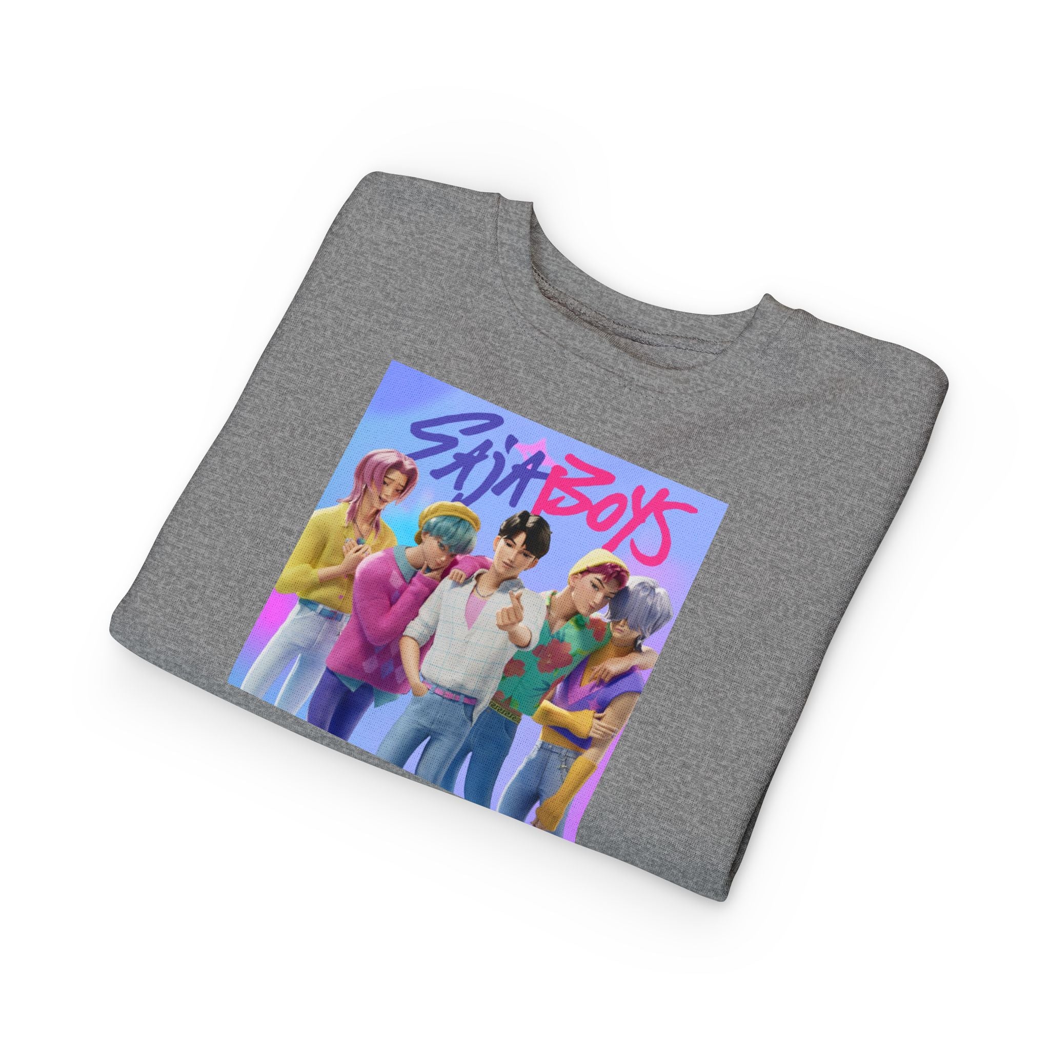 K pop demon hunters merch Colorful Toddler Sweatshirt with ‘Sajaboys’ Design