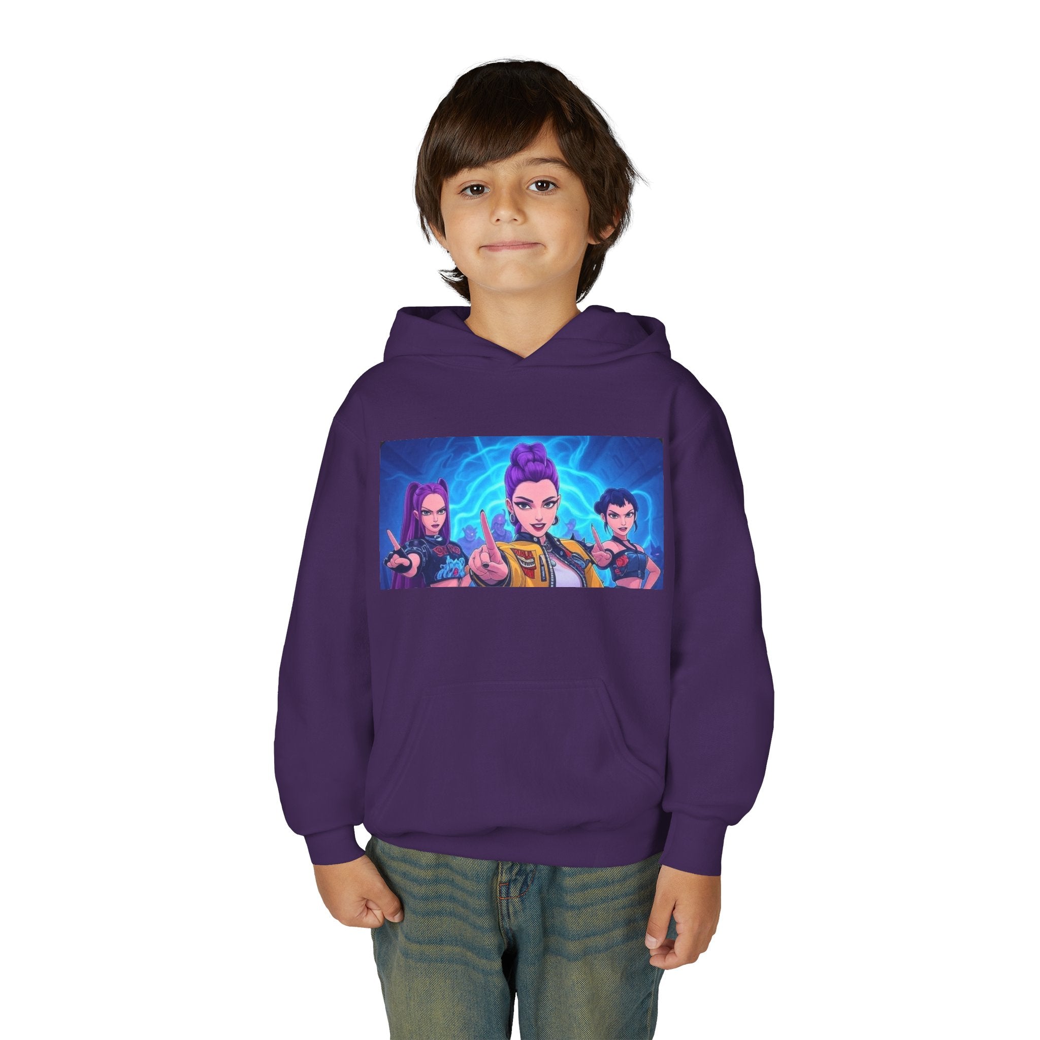 K-Pop Demon Hunters Youth Hoodie - Stylish Heavy Blend Sweatshirt for Fans