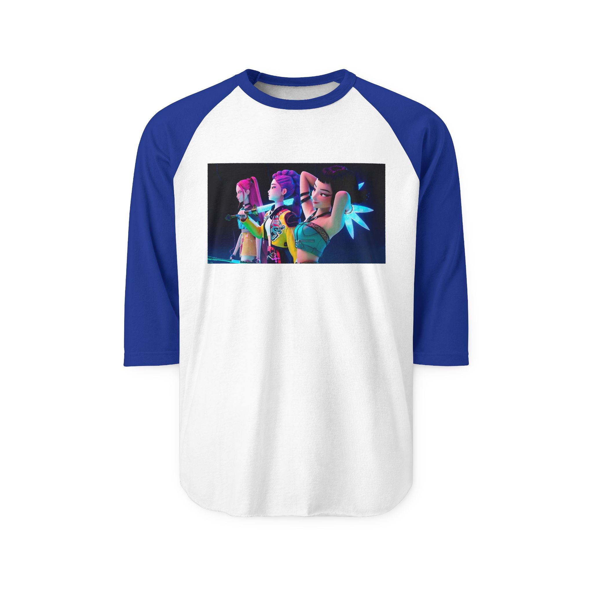 K pop demon hunters huntrix merch Unisex Three-Quarter Sleeve Raglan Shirt
