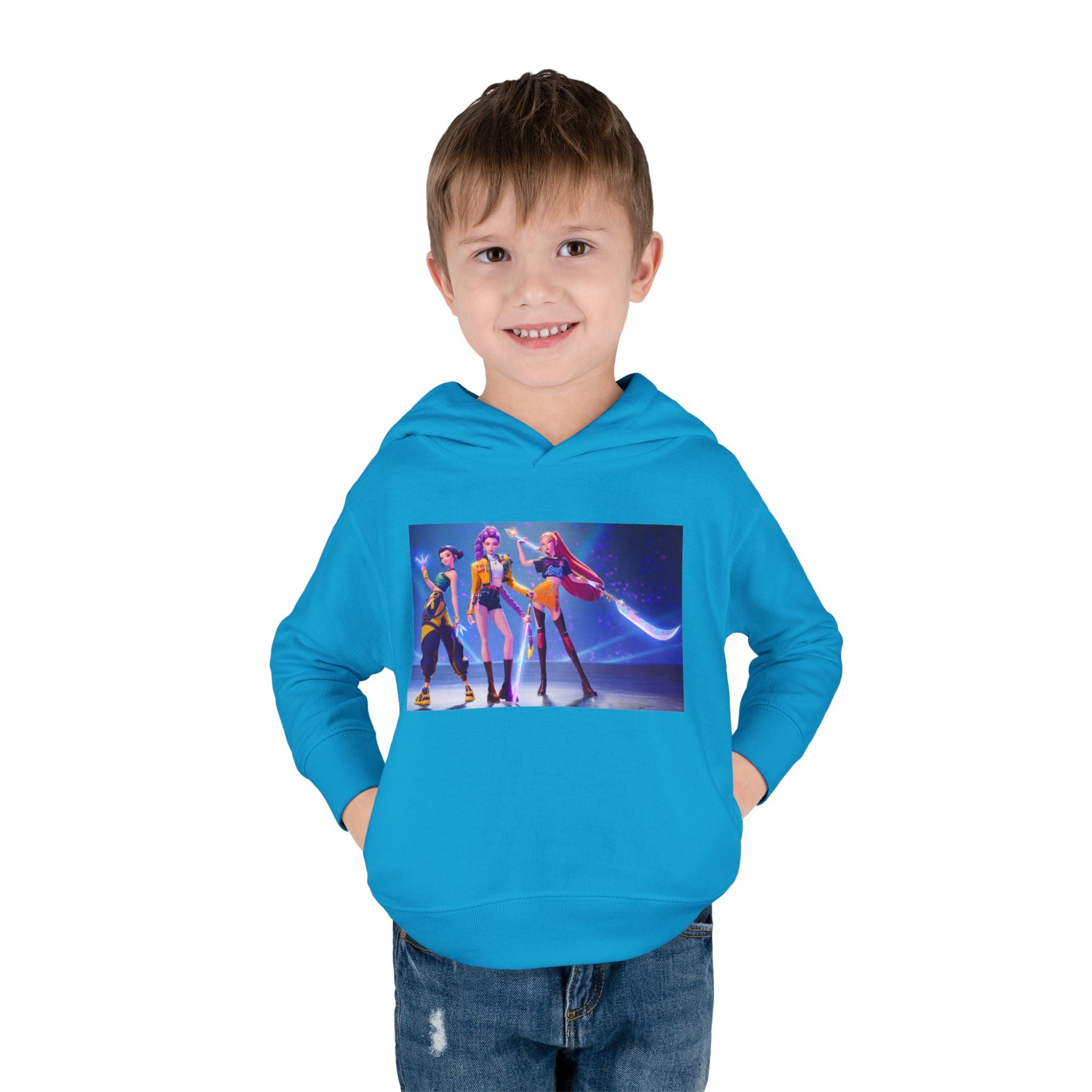 Toddler Fleece Hoodie with Colorful Character Art