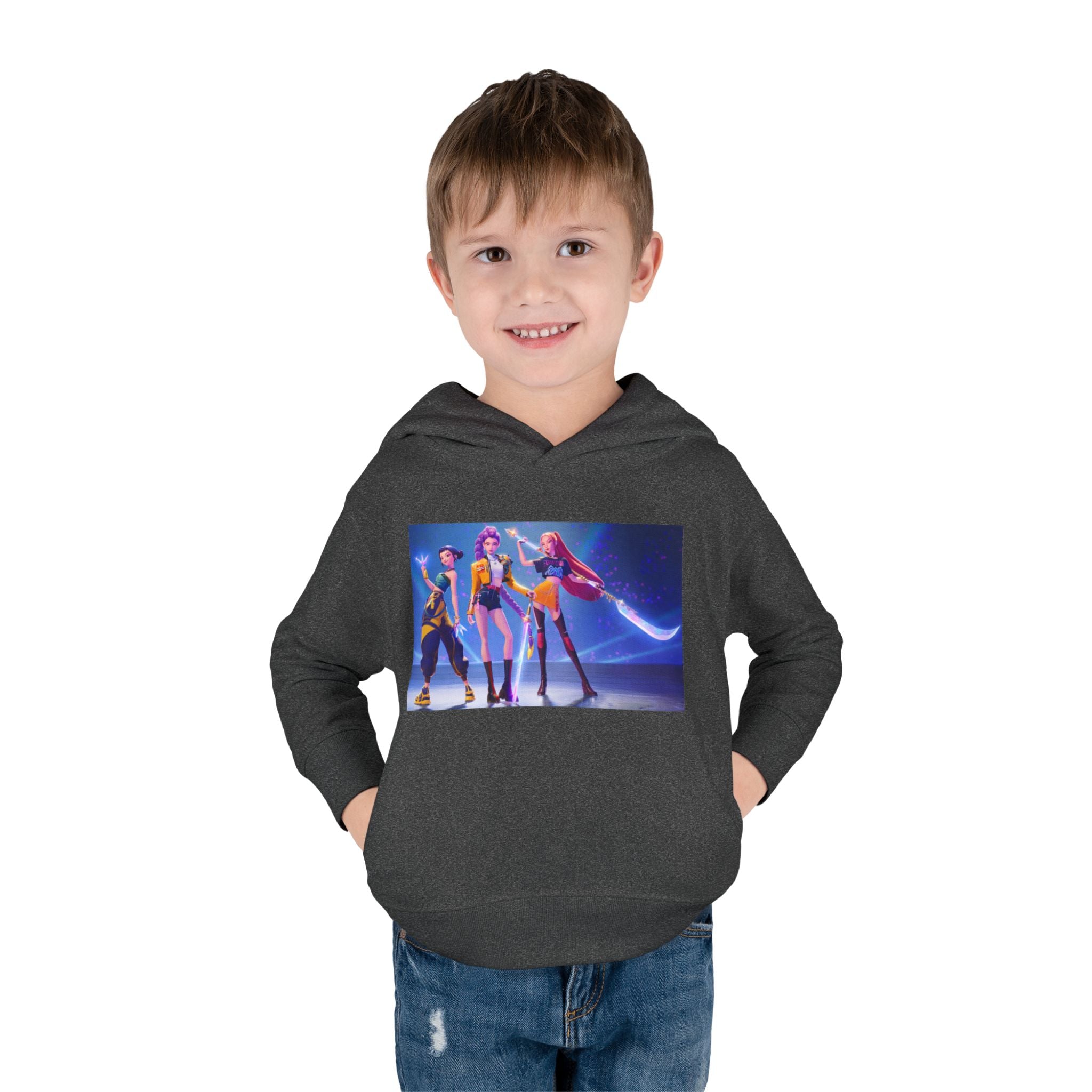 Toddler Fleece Hoodie with Colorful Character Art
