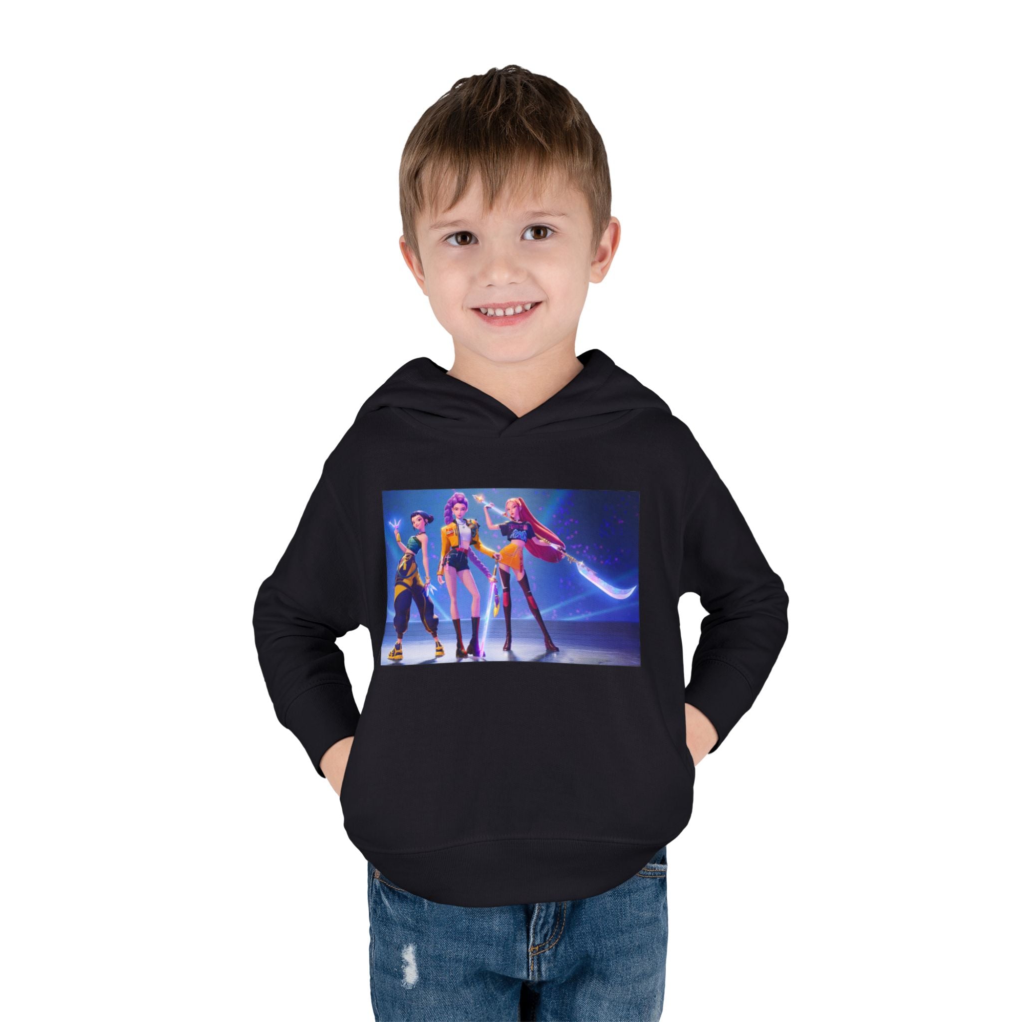 Toddler Fleece Hoodie with Colorful Character Art