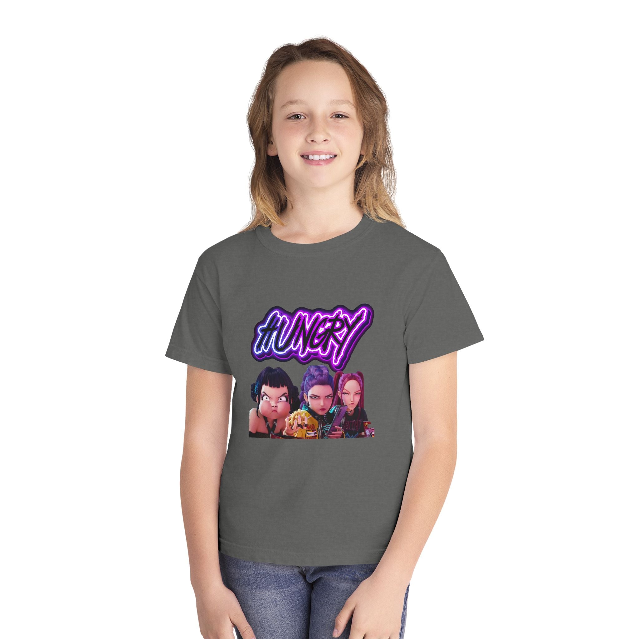 Hungry huntrix Youth Midweight Tee - Fun Graphic T-Shirt for Kids