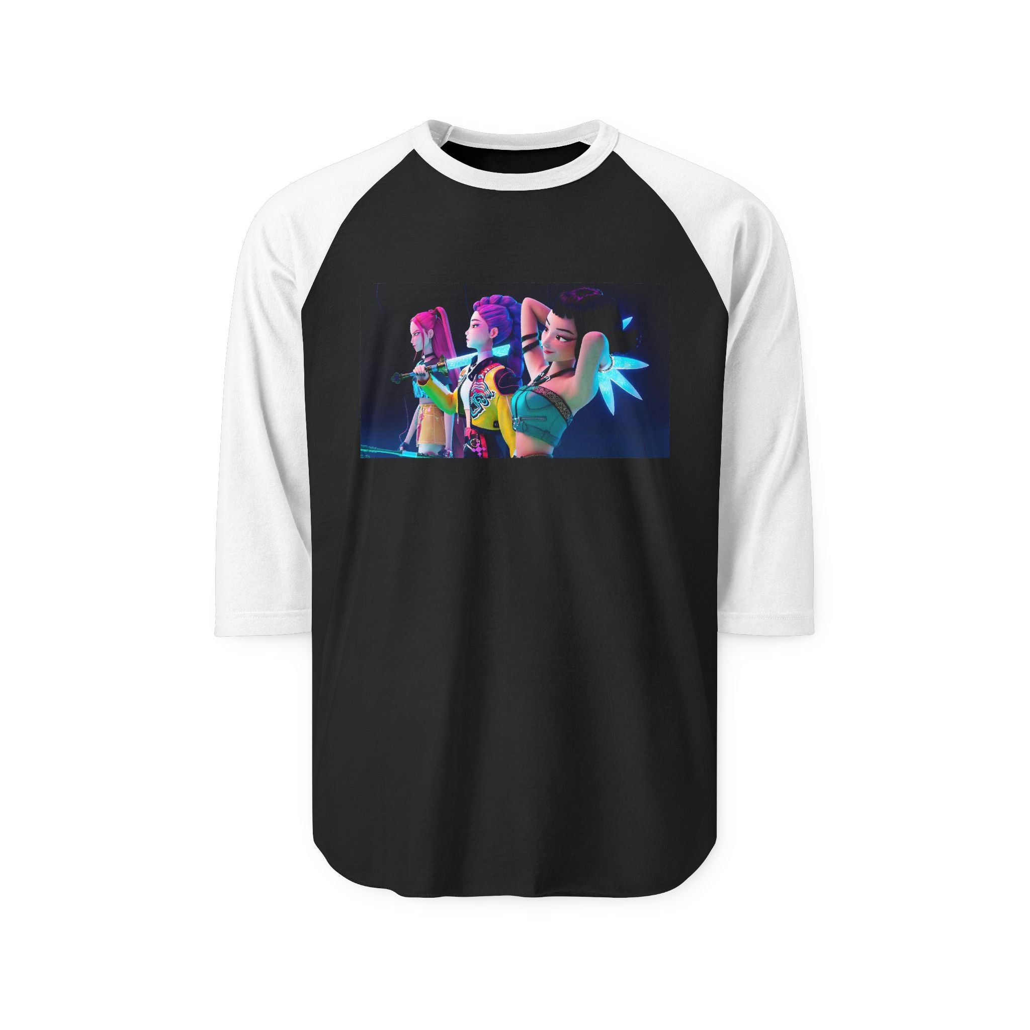 K pop demon hunters huntrix merch Unisex Three-Quarter Sleeve Raglan Shirt