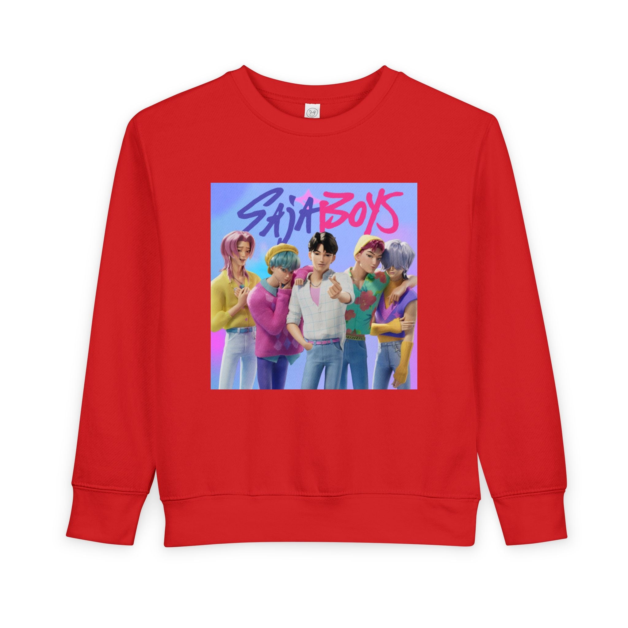 K pop demon hunters merch Colorful Toddler Sweatshirt with ‘Sajaboys’ Design