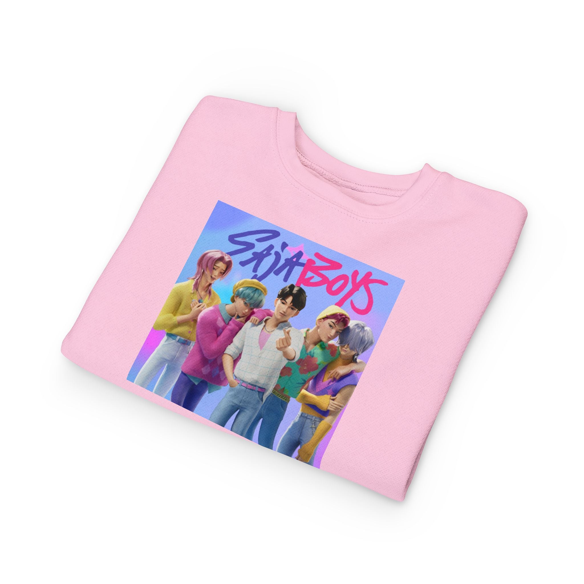 K pop demon hunters merch Colorful Toddler Sweatshirt with ‘Sajaboys’ Design