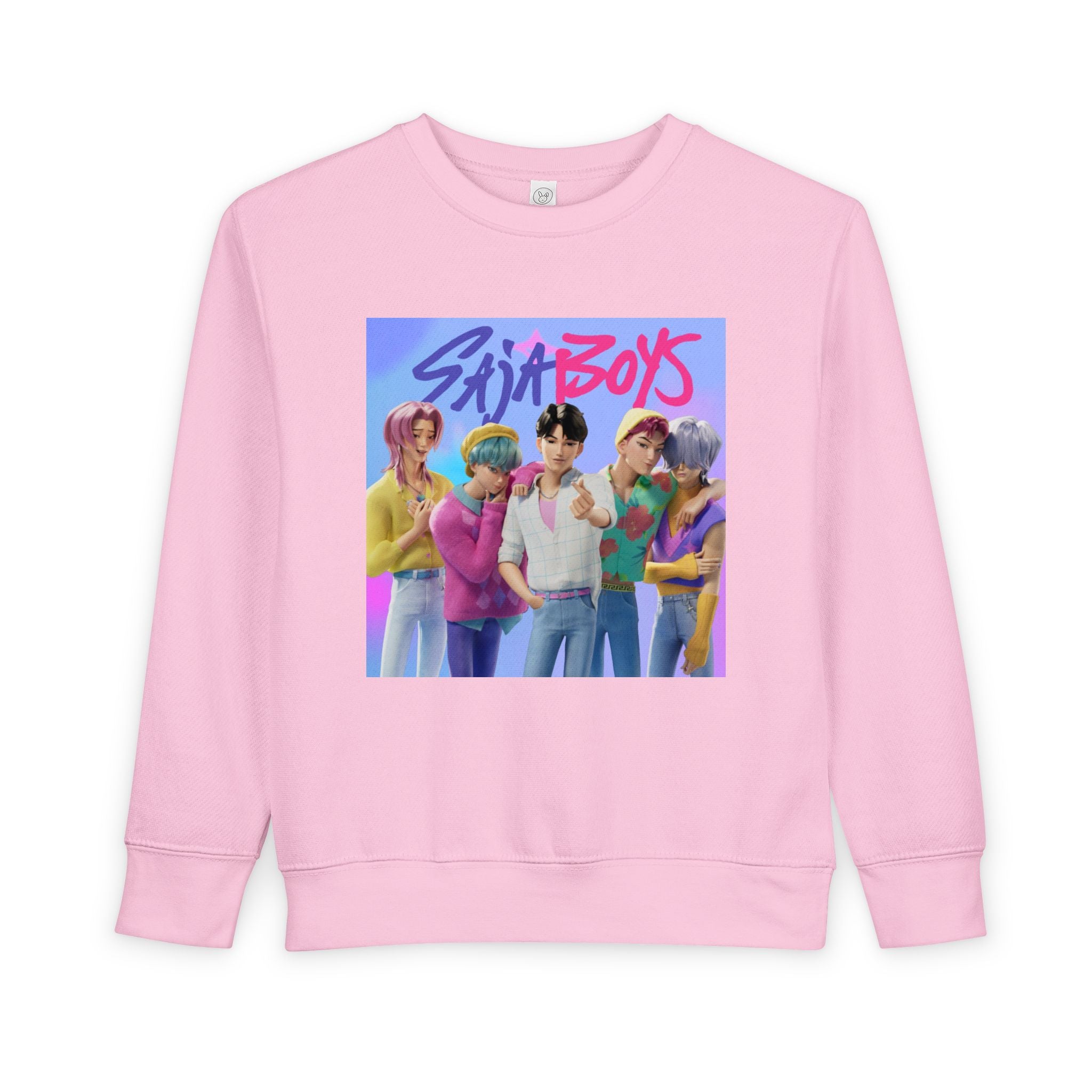 K pop demon hunters merch Colorful Toddler Sweatshirt with ‘Sajaboys’ Design