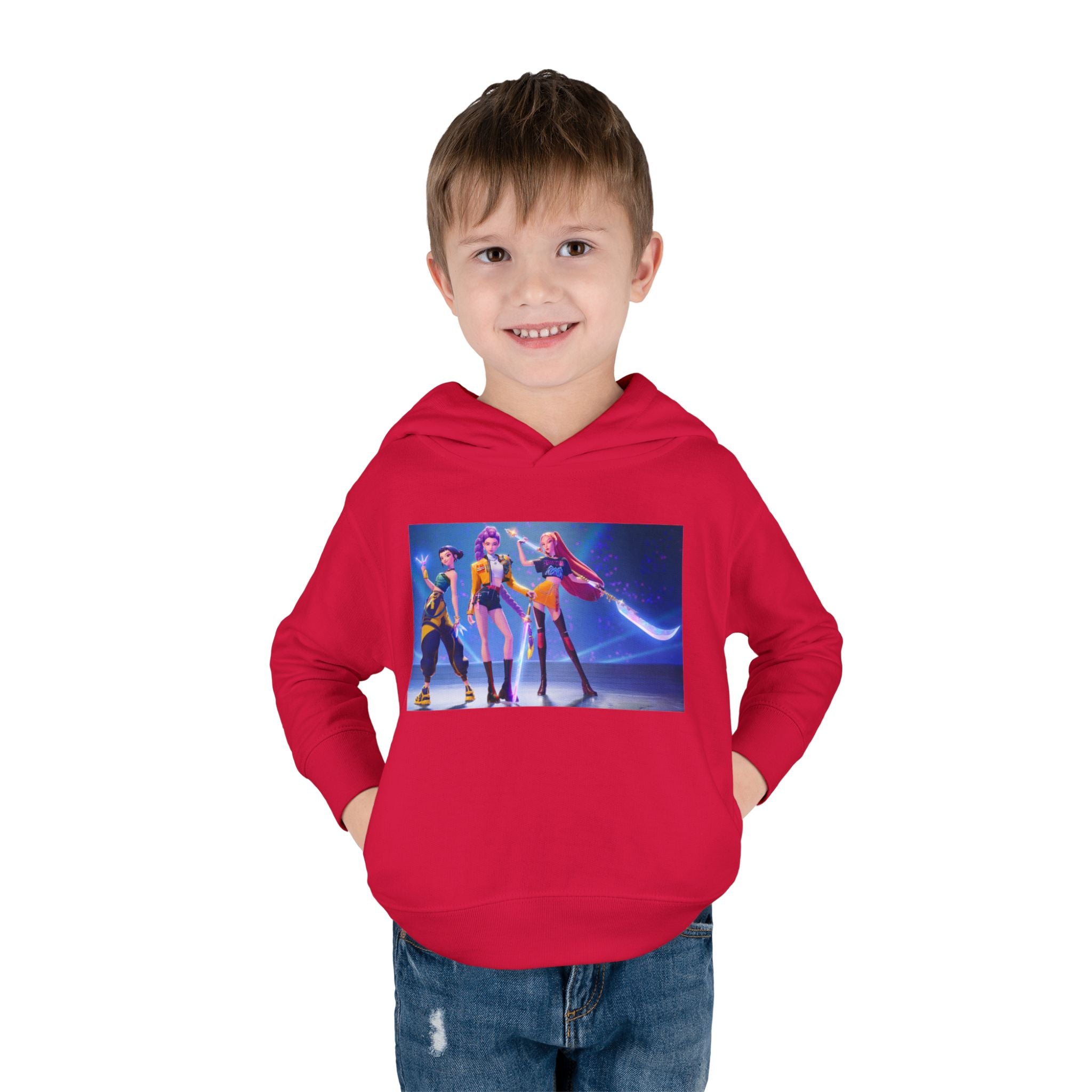 Toddler Fleece Hoodie with Colorful Character Art