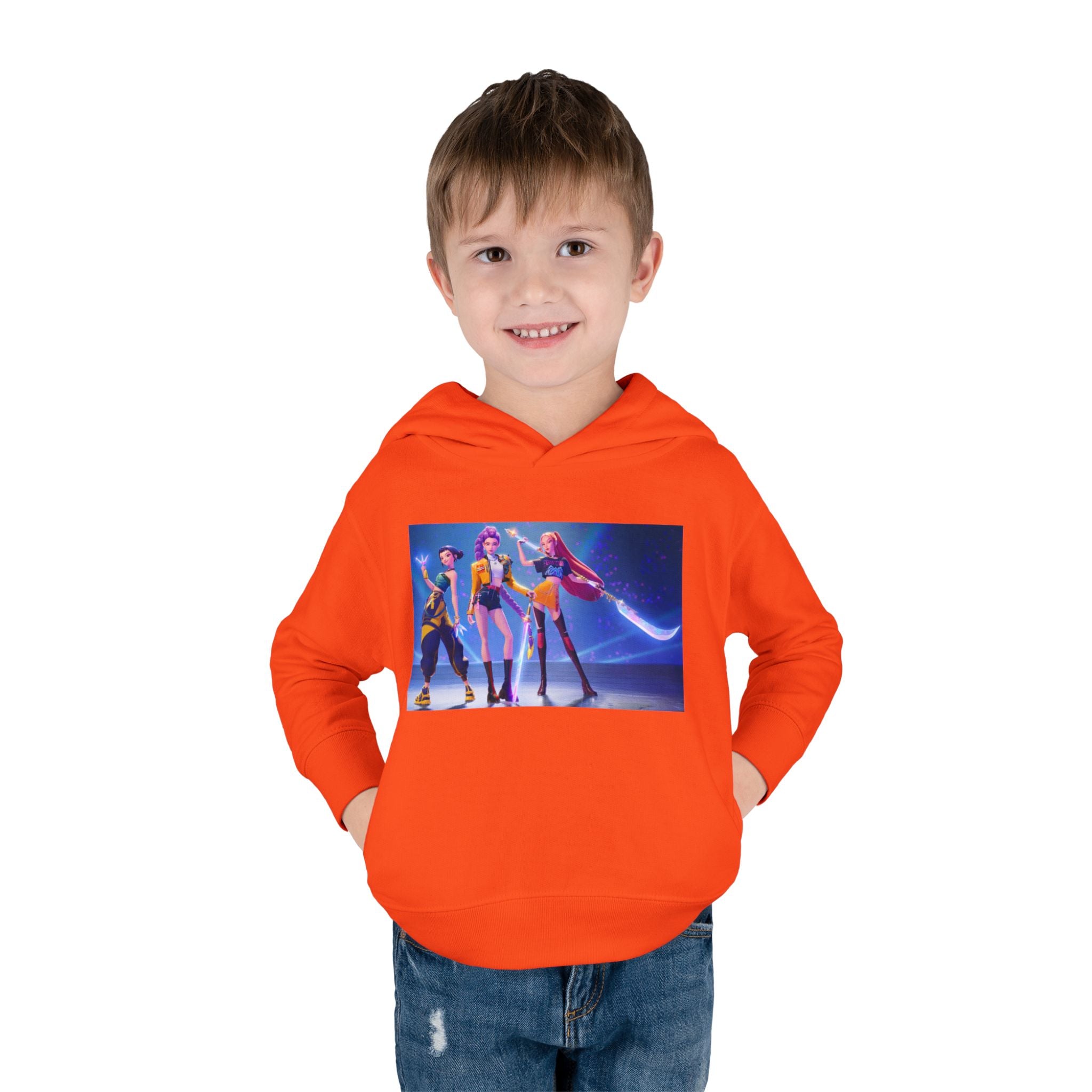 Toddler Fleece Hoodie with Colorful Character Art