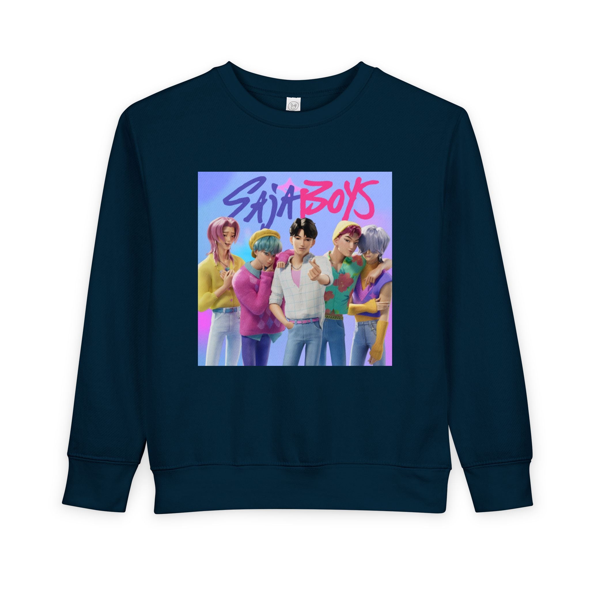 K pop demon hunters merch Colorful Toddler Sweatshirt with ‘Sajaboys’ Design