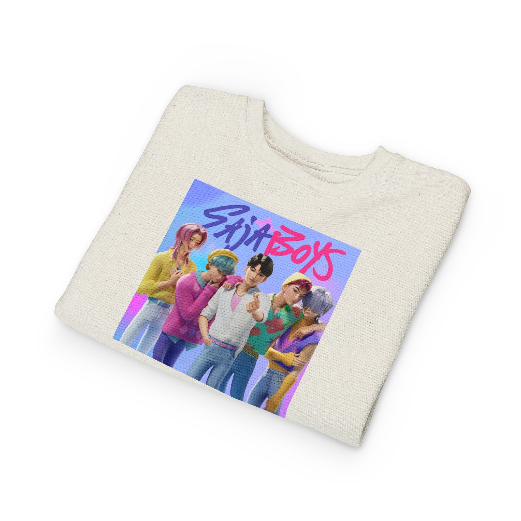 K pop demon hunters merch Colorful Toddler Sweatshirt with ‘Sajaboys’ Design