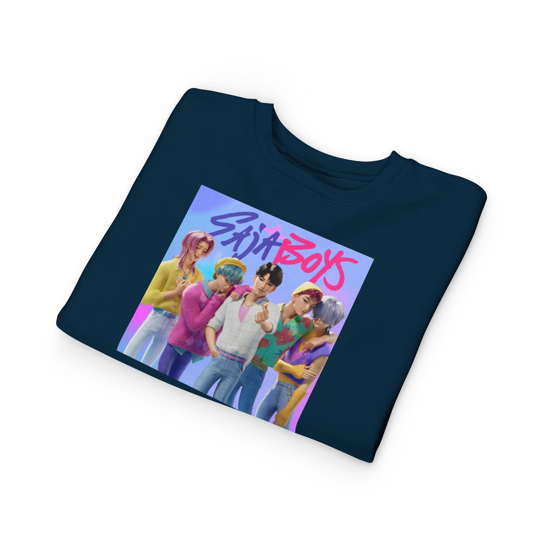 K pop demon hunters merch Colorful Toddler Sweatshirt with ‘Sajaboys’ Design