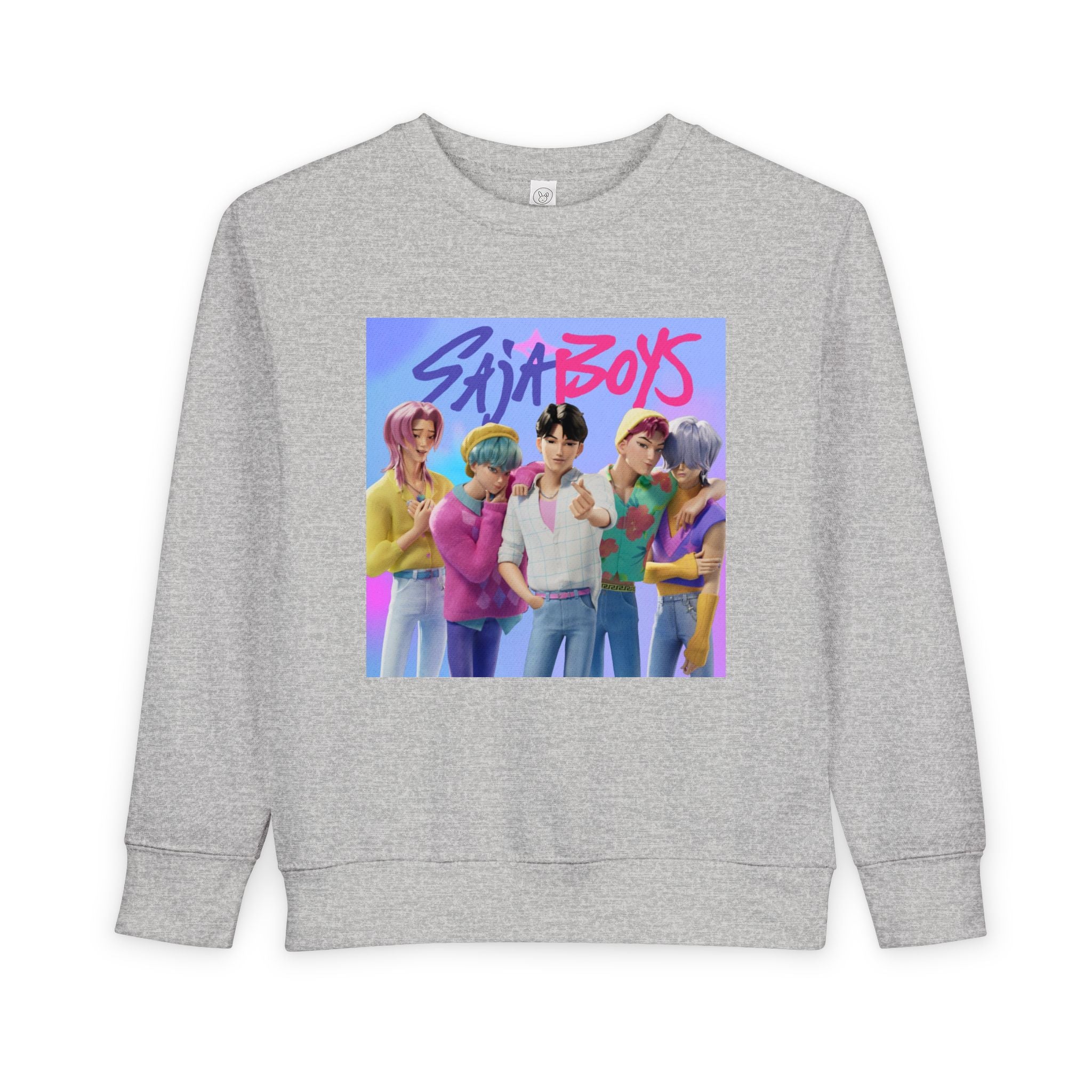 K pop demon hunters merch Colorful Toddler Sweatshirt with ‘Sajaboys’ Design