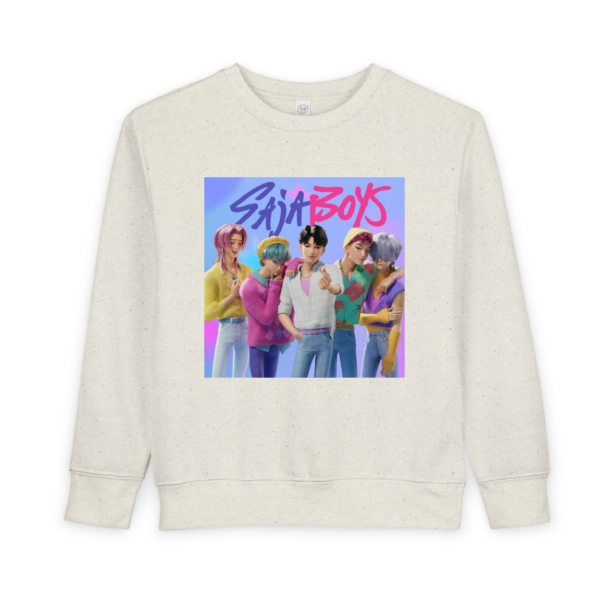 K pop demon hunters merch Colorful Toddler Sweatshirt with ‘Sajaboys’ Design