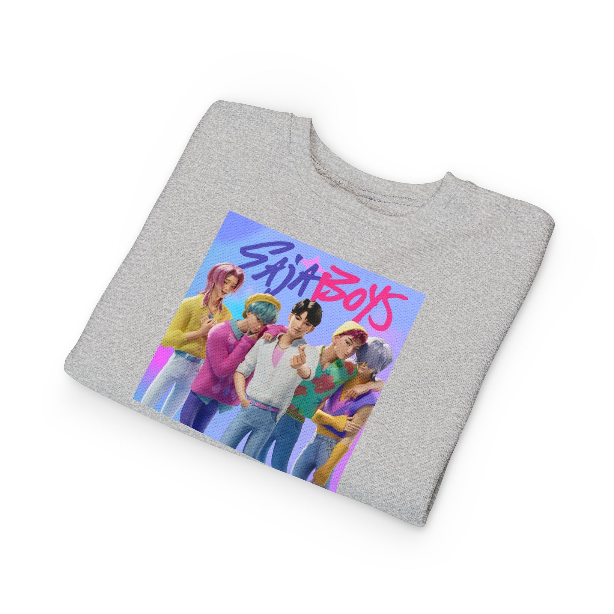K pop demon hunters merch Colorful Toddler Sweatshirt with ‘Sajaboys’ Design