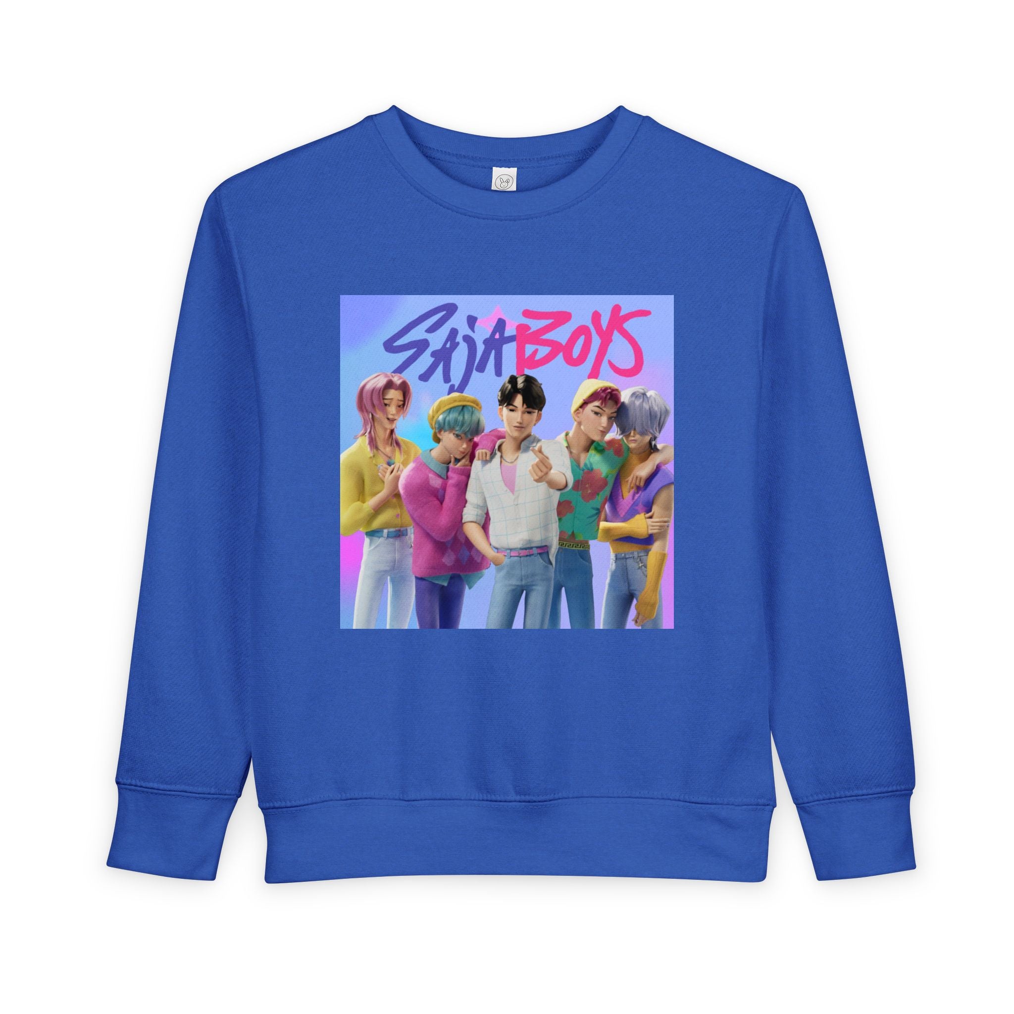 K pop demon hunters merch Colorful Toddler Sweatshirt with ‘Sajaboys’ Design