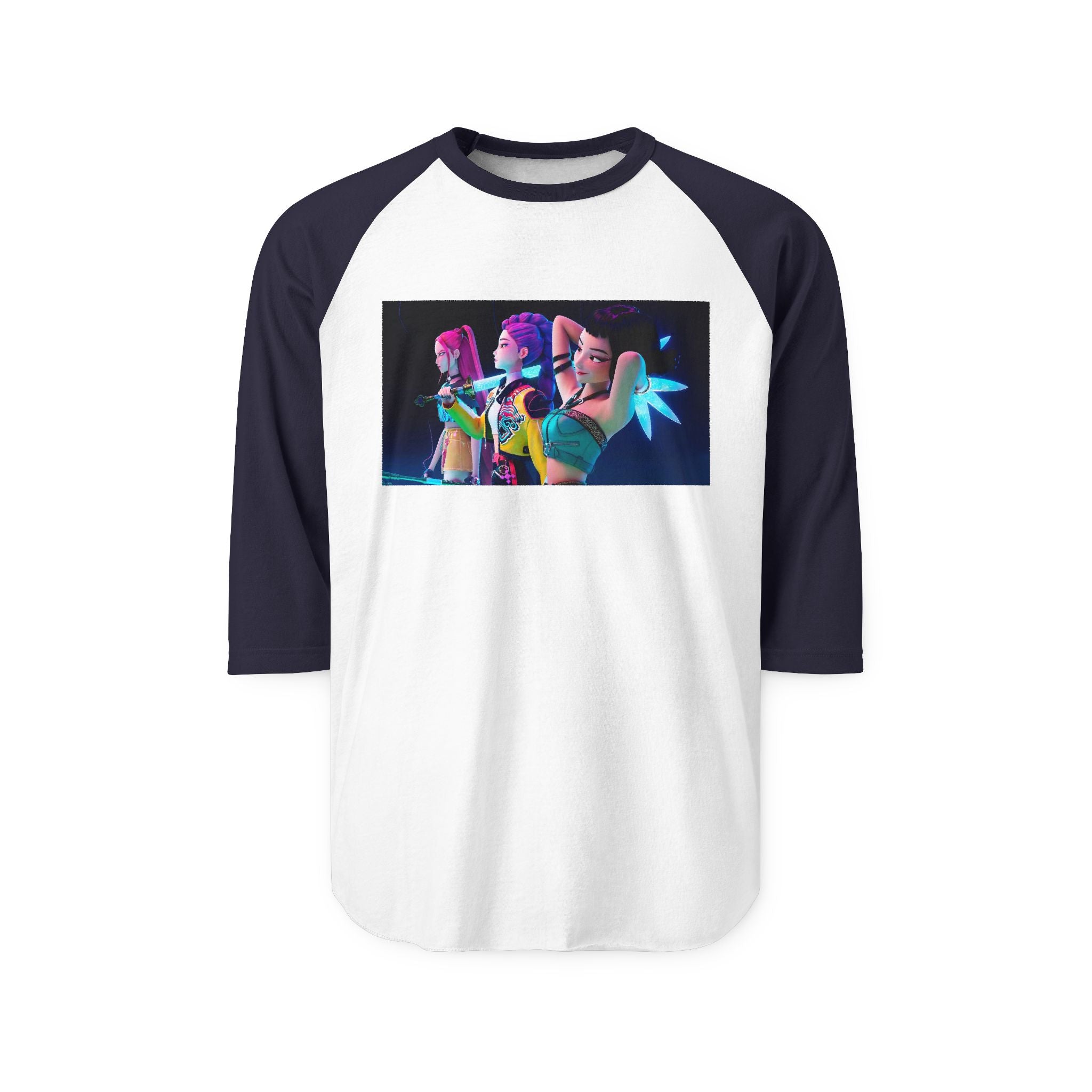 K pop demon hunters huntrix merch Unisex Three-Quarter Sleeve Raglan Shirt