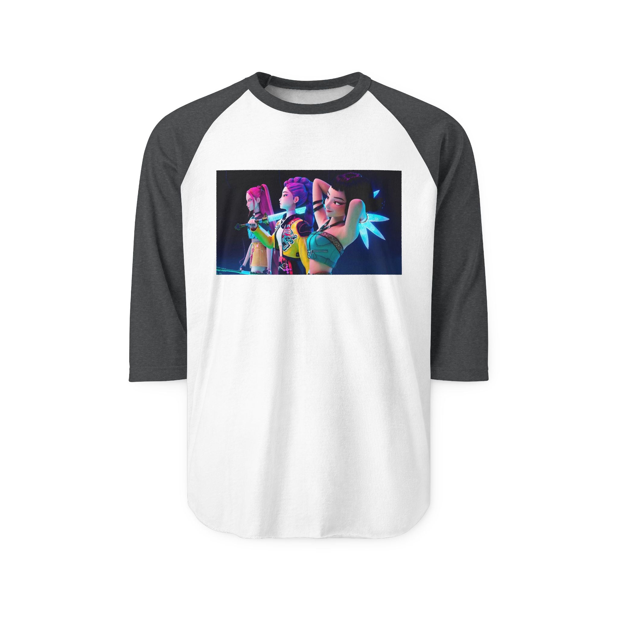 K pop demon hunters huntrix merch Unisex Three-Quarter Sleeve Raglan Shirt