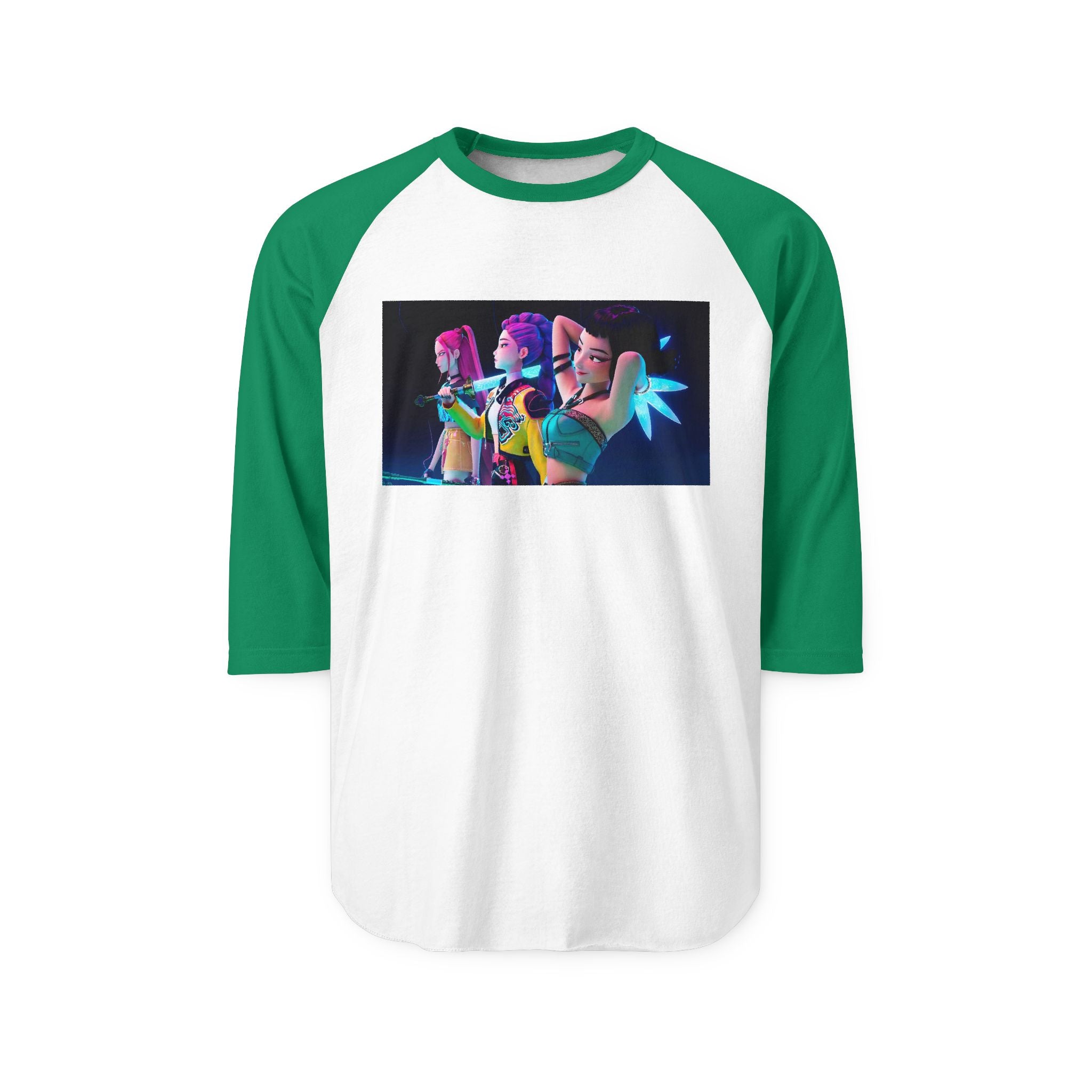 K pop demon hunters huntrix merch Unisex Three-Quarter Sleeve Raglan Shirt