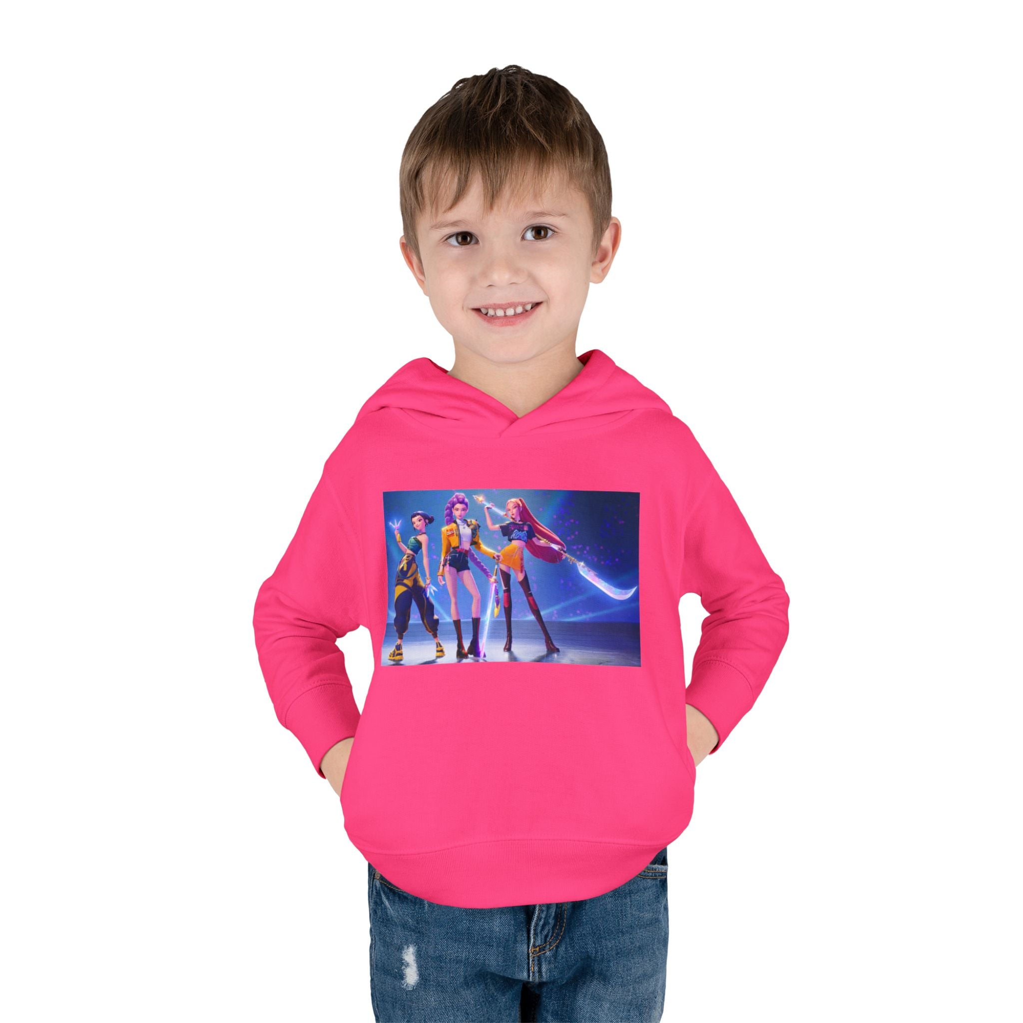 Toddler Fleece Hoodie with Colorful Character Art