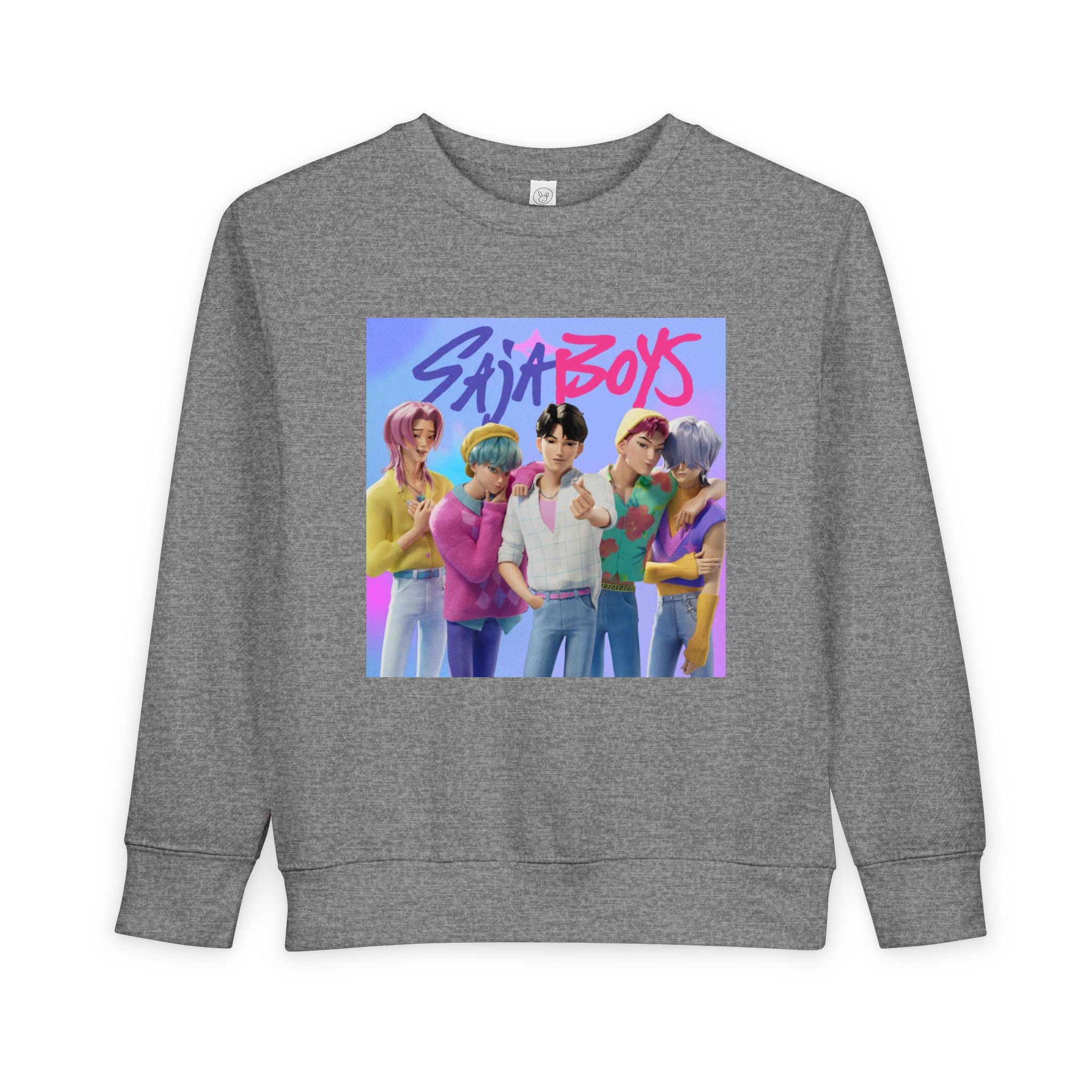 K pop demon hunters merch Colorful Toddler Sweatshirt with ‘Sajaboys’ Design