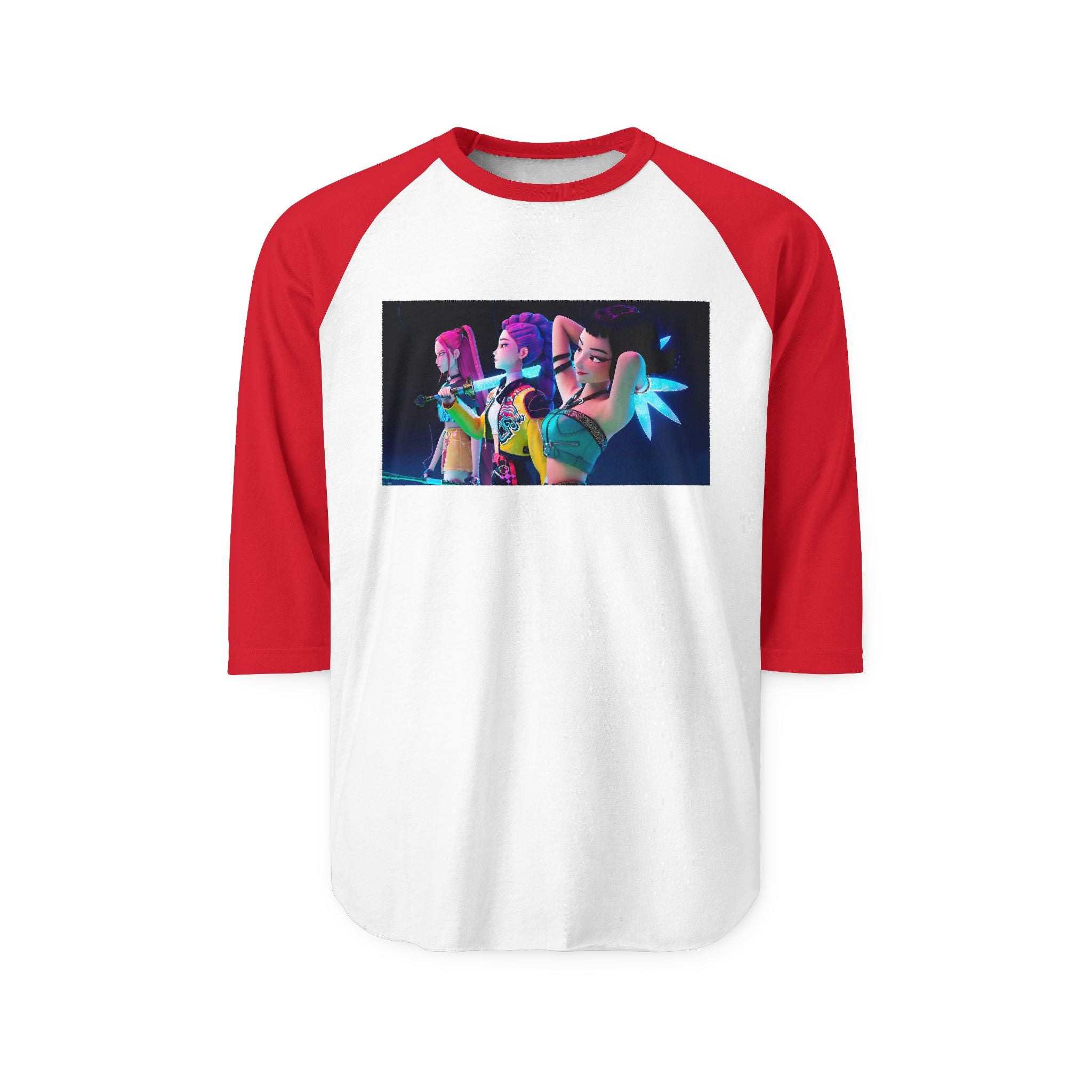 K pop demon hunters huntrix merch Unisex Three-Quarter Sleeve Raglan Shirt