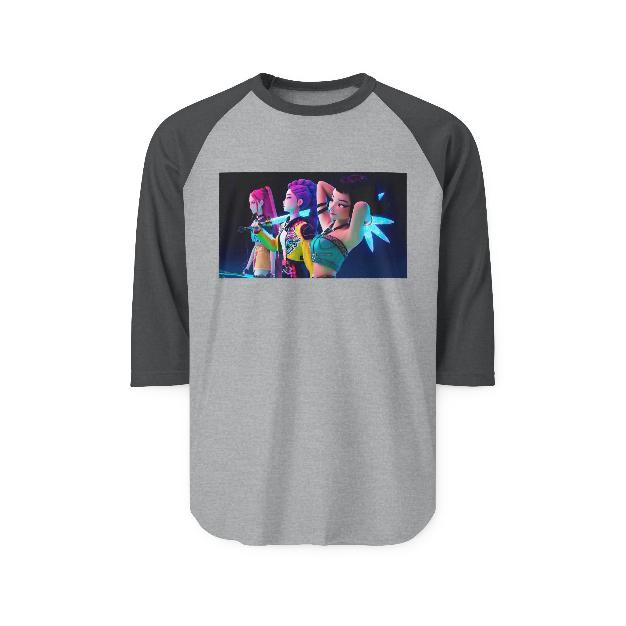 K pop demon hunters huntrix merch Unisex Three-Quarter Sleeve Raglan Shirt