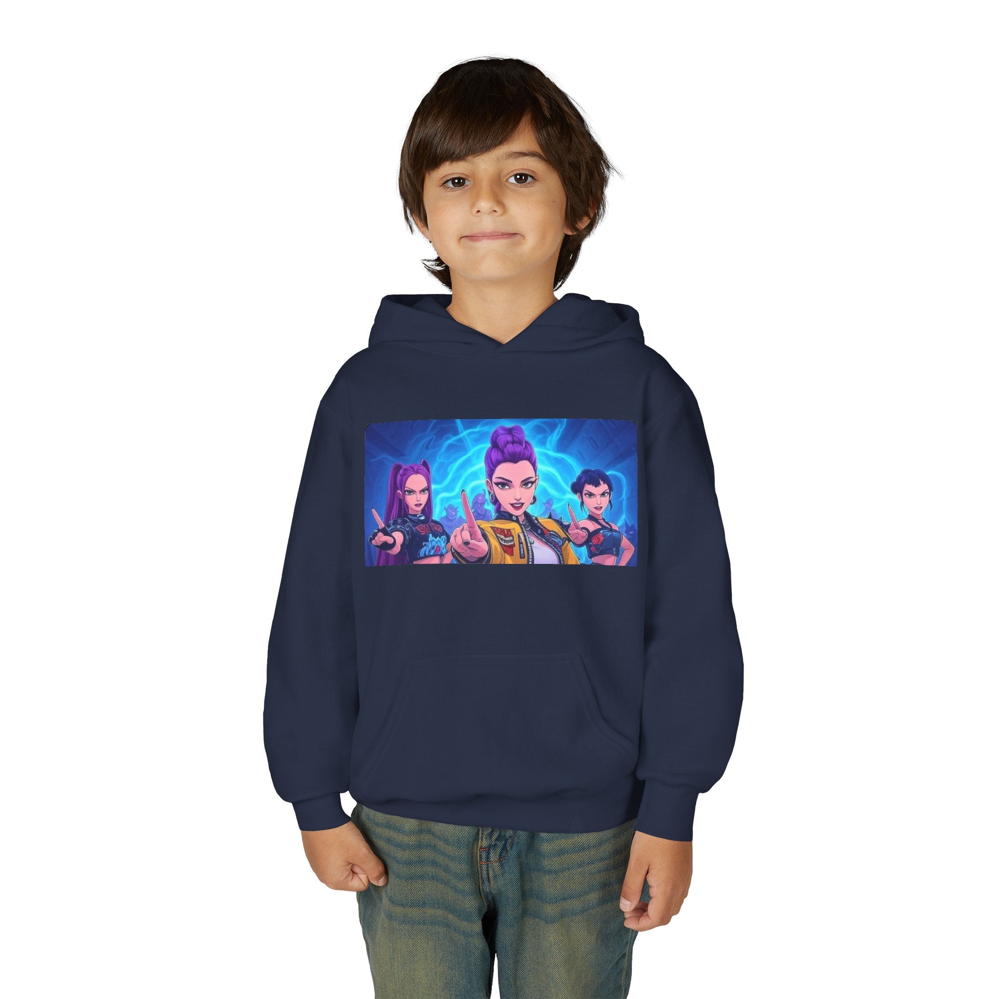 K-Pop Demon Hunters Youth Hoodie - Stylish Heavy Blend Sweatshirt for Fans