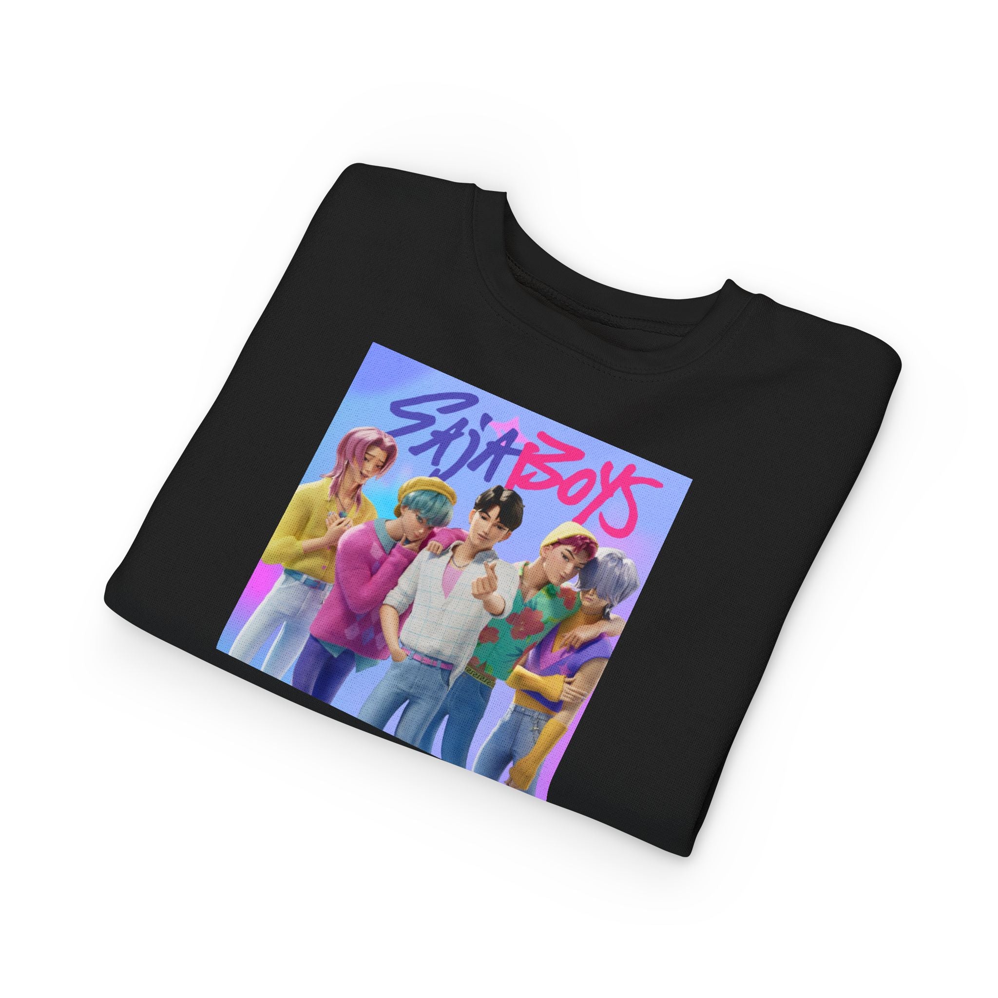 K pop demon hunters merch Colorful Toddler Sweatshirt with ‘Sajaboys’ Design