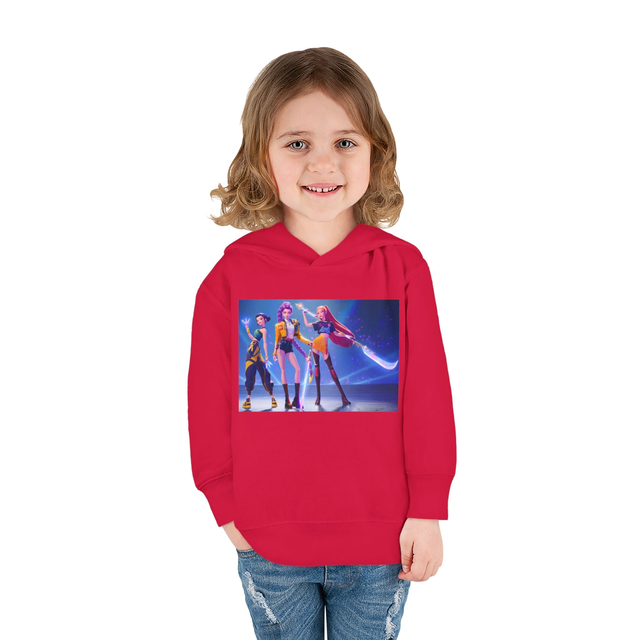 Toddler Fleece Hoodie with Colorful Character Art
