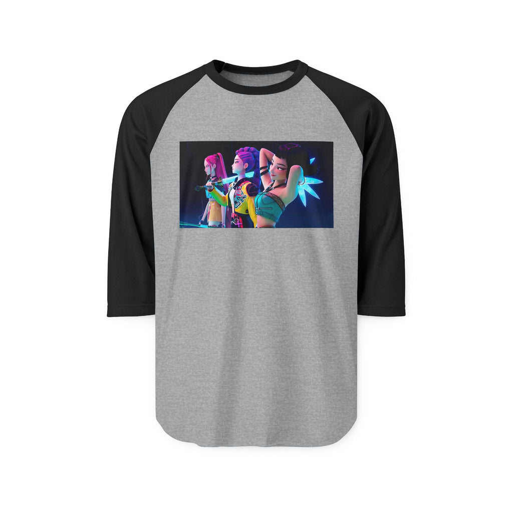 K pop demon hunters huntrix merch Unisex Three-Quarter Sleeve Raglan Shirt