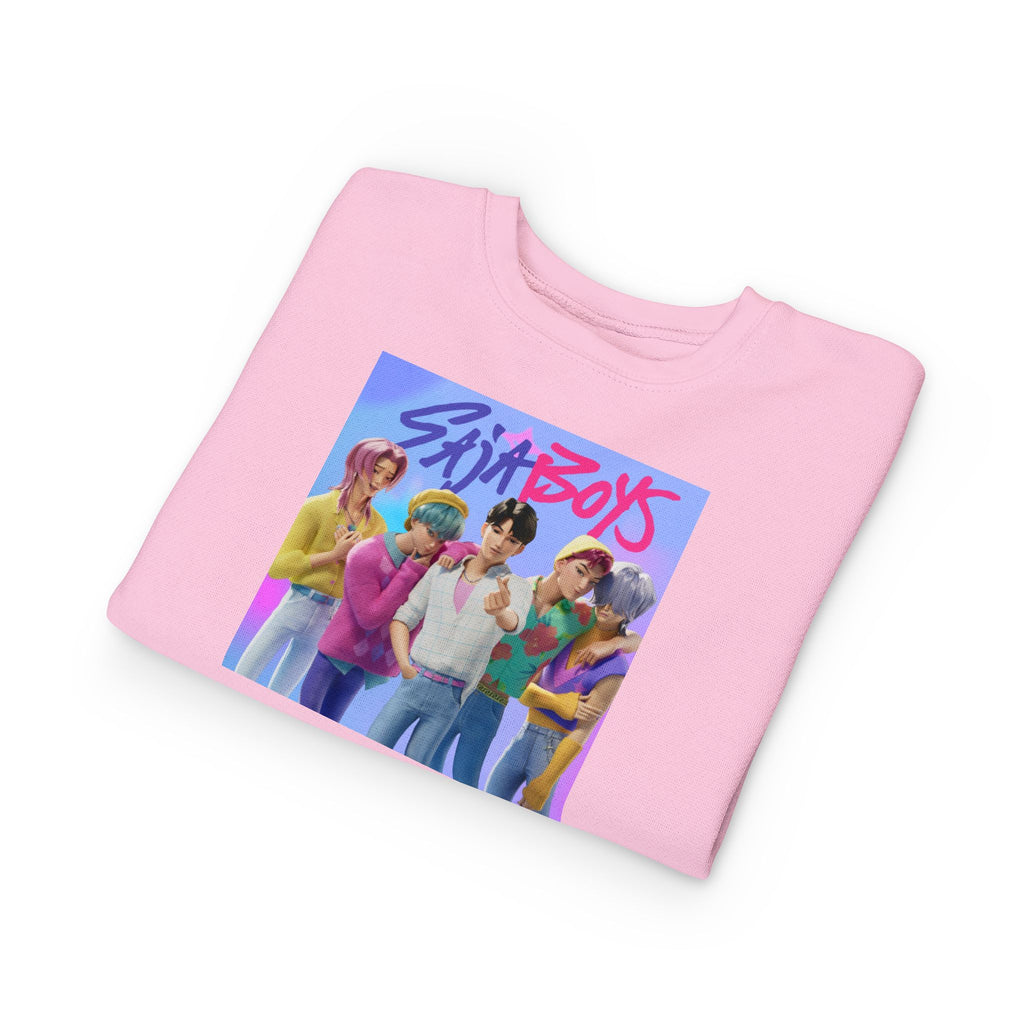 K pop demon hunters merch Colorful Toddler Sweatshirt with ‘Sajaboys’ Design