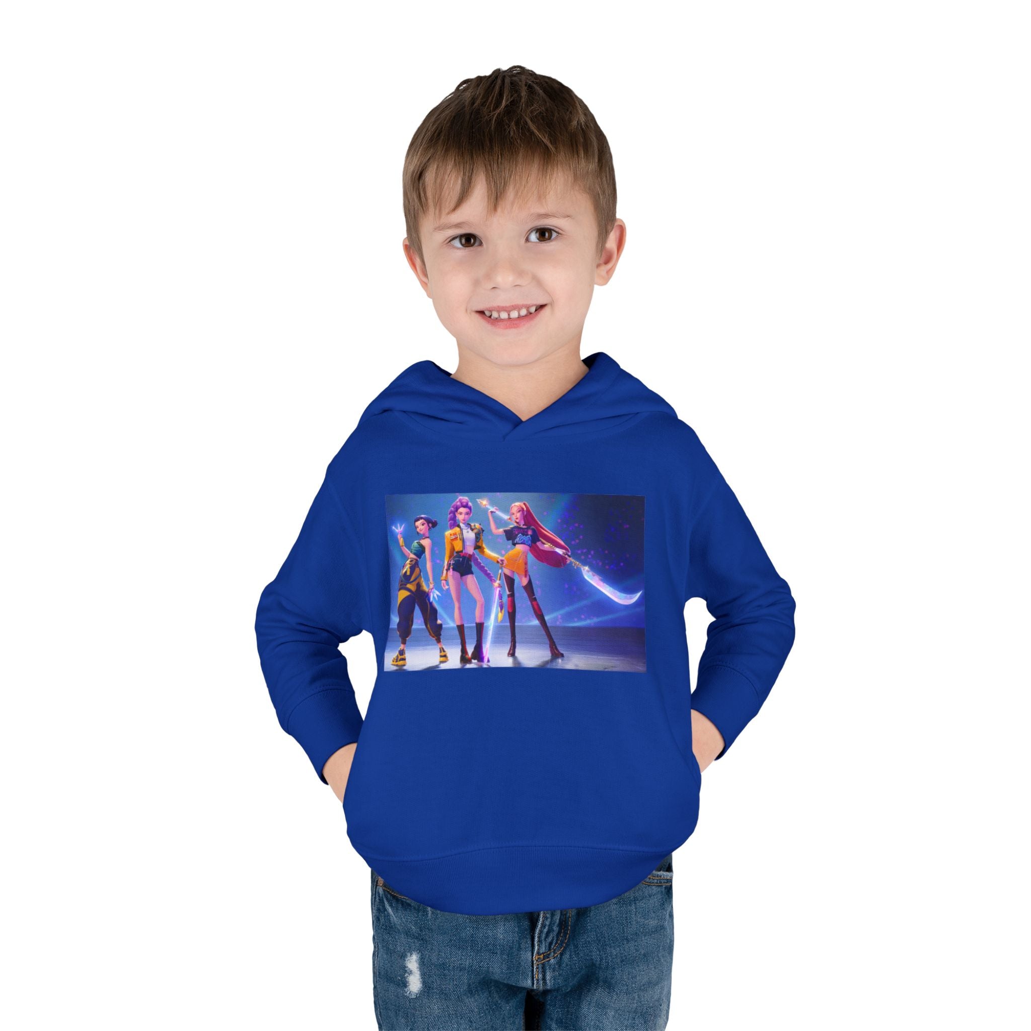 Toddler Fleece Hoodie with Colorful Character Art