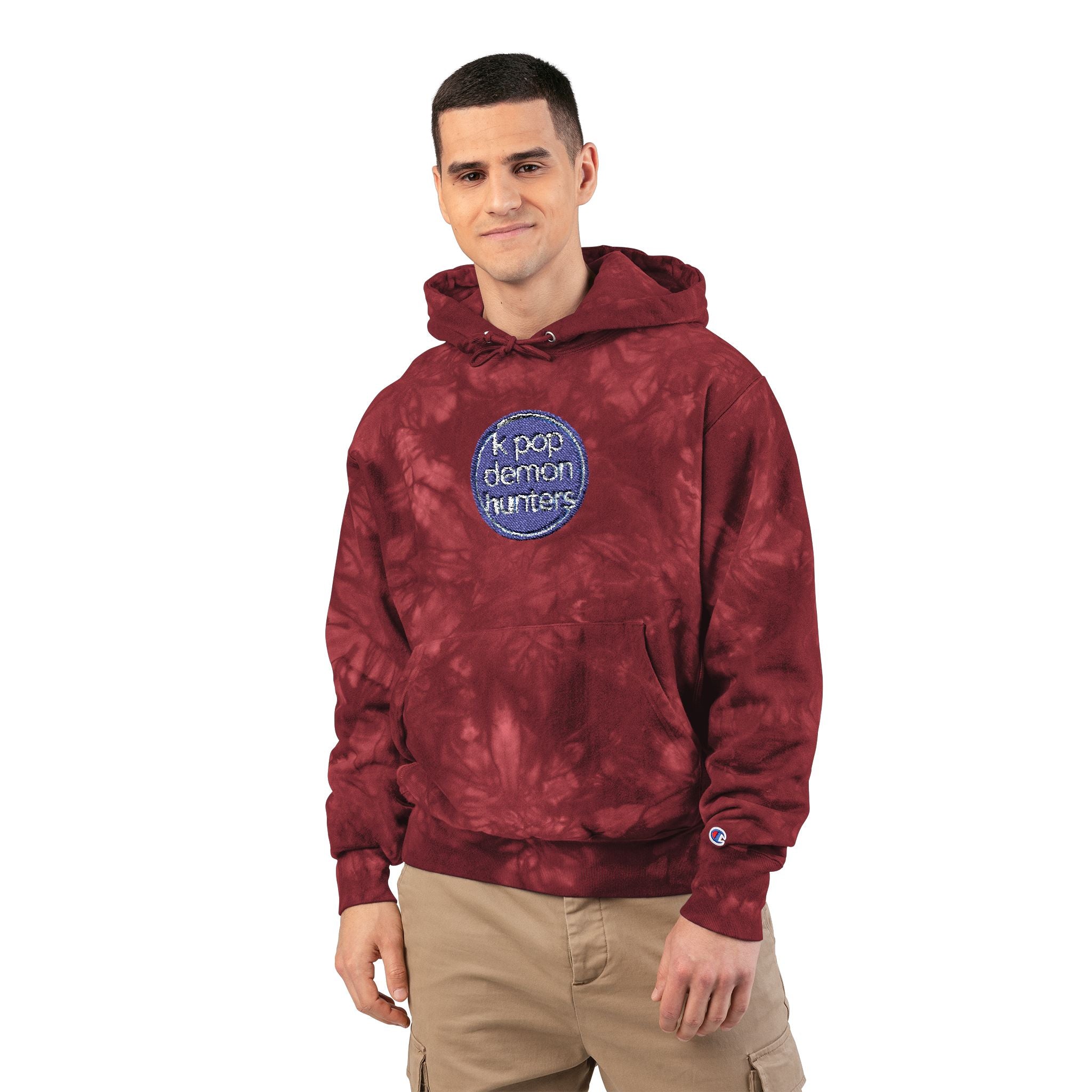 Unisex Tie-Dye Champion Hoodie with Embroidery - Trendy and Cozy