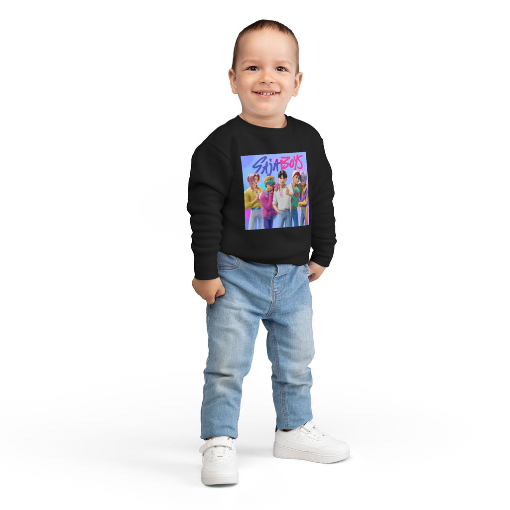 K pop demon hunters merch Colorful Toddler Sweatshirt with ‘Sajaboys’ Design