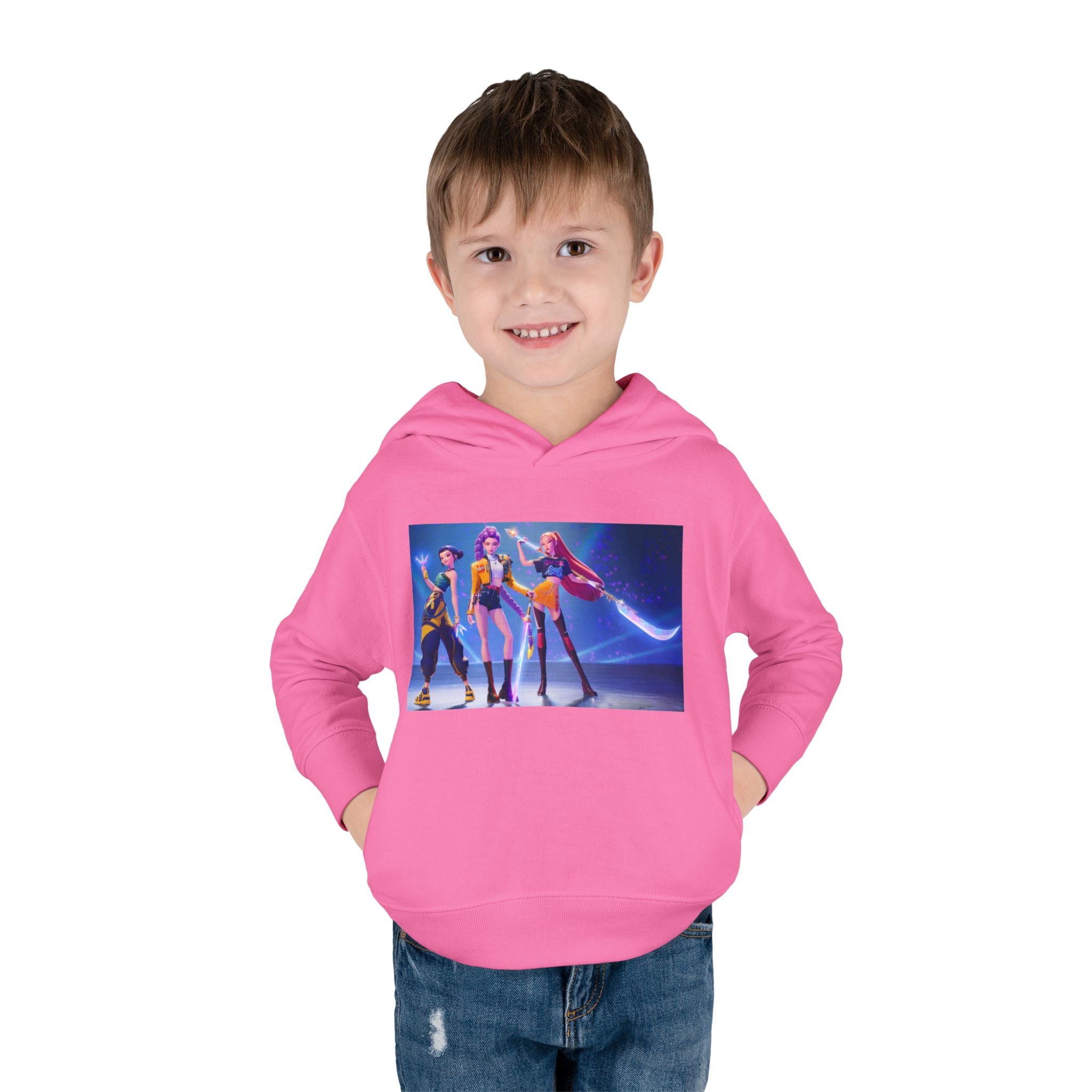 Toddler Fleece Hoodie with Colorful Character Art