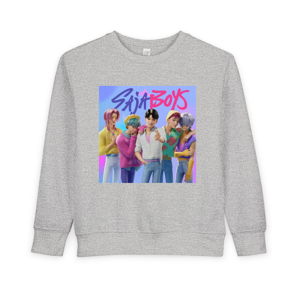 K pop demon hunters merch Colorful Toddler Sweatshirt with ‘Sajaboys’ Design