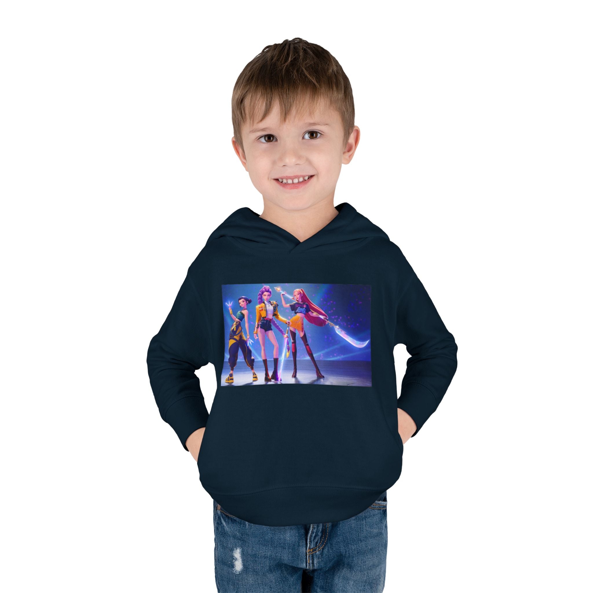 Toddler Fleece Hoodie with Colorful Character Art