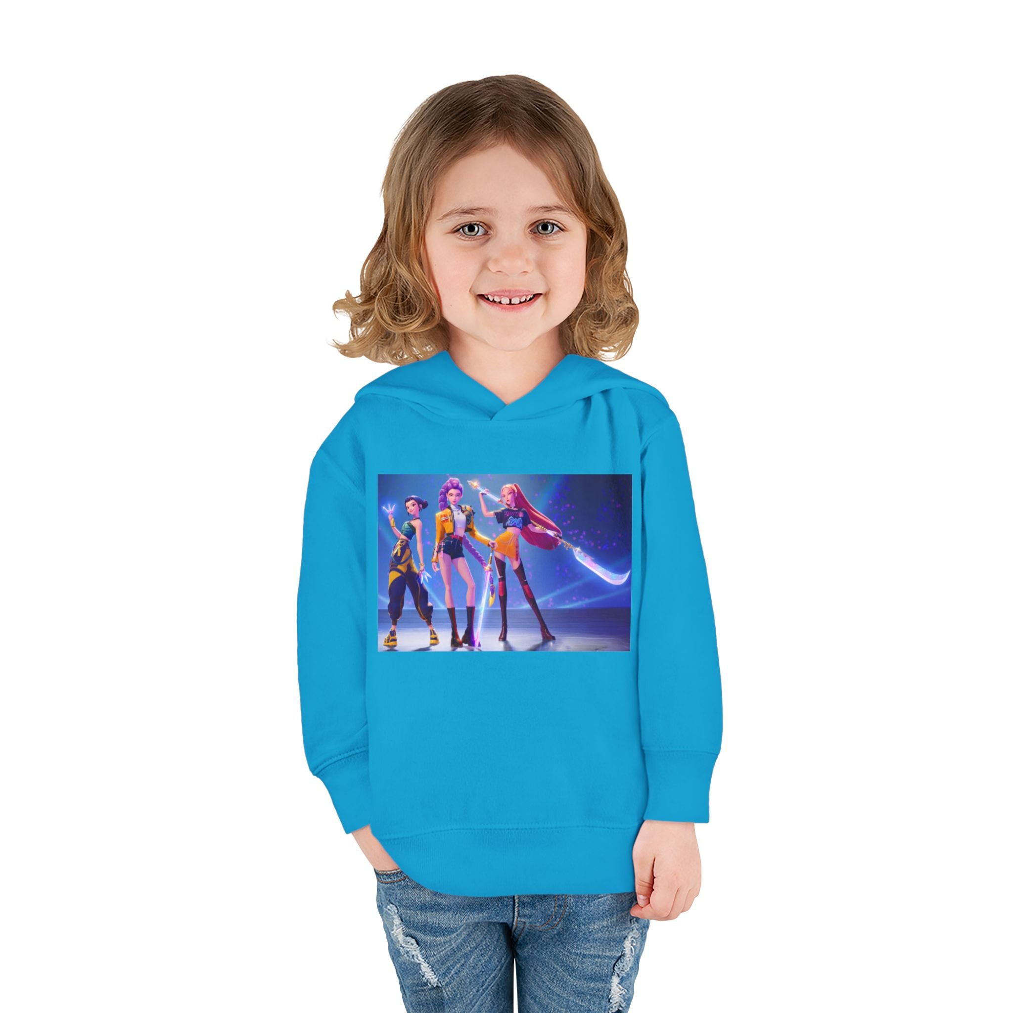Toddler Fleece Hoodie with Colorful Character Art