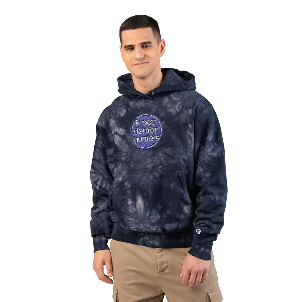 Unisex Tie-Dye Champion Hoodie with Embroidery - Trendy and Cozy