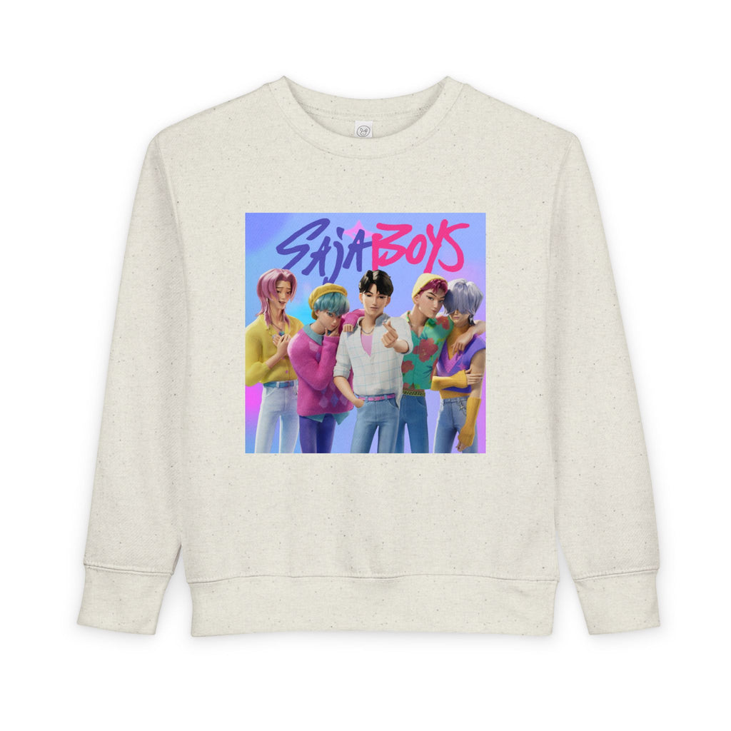 K pop demon hunters merch Colorful Toddler Sweatshirt with ‘Sajaboys’ Design